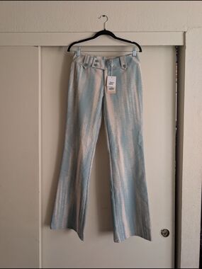 Tiger Mist Blue and White Houndstooth Boot Cut Pants